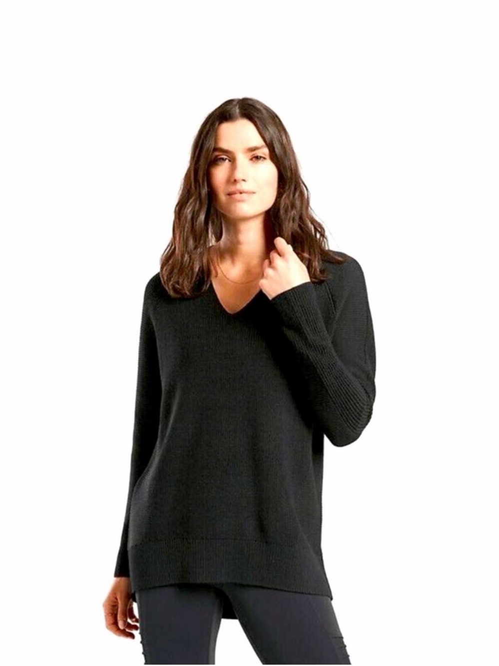 Athleta Black V-Neck Women's Sweater